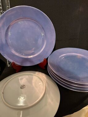 7.25” Takito (TT) Blue Lusterware Hand Painted Plates Made in Japan Set of 6